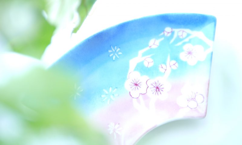 ポーセラーツ　銀座　上絵の具コース　マスキング　扇皿　メルシー銀座 (4)